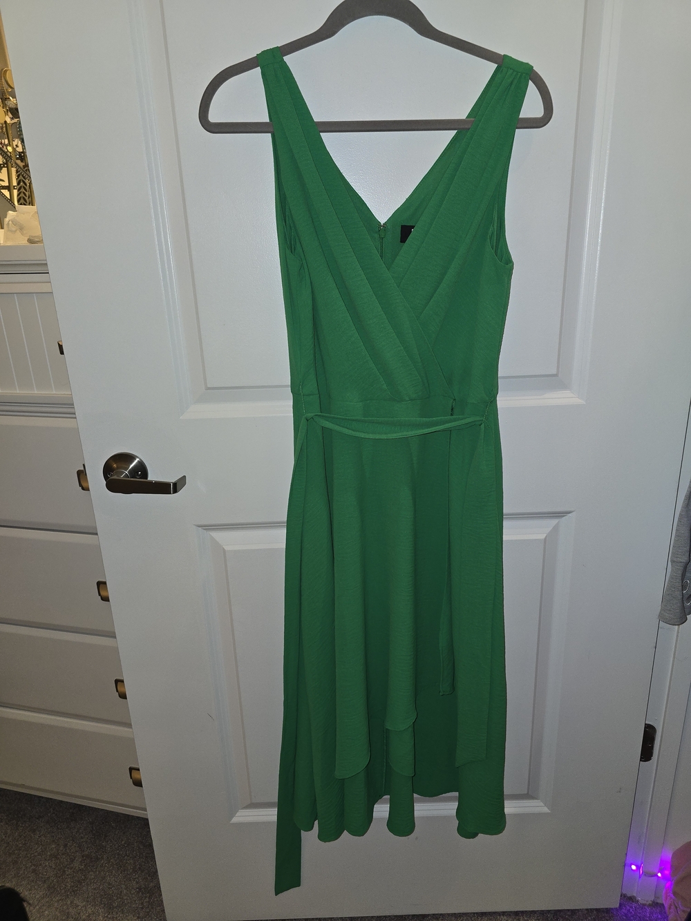 DKNY Vibrant Green Sleeveless Wrap Midi Dress